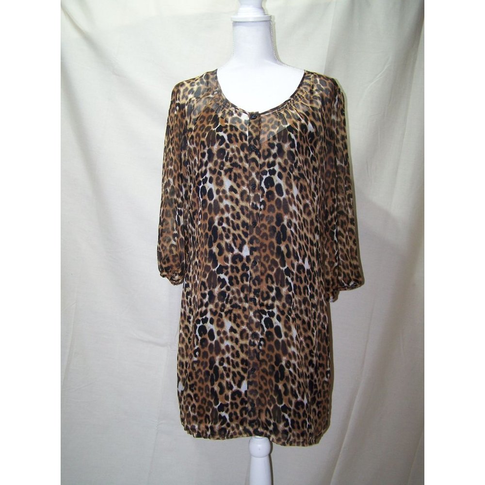 Express Dress Tunic Leopard Print Slip Medium